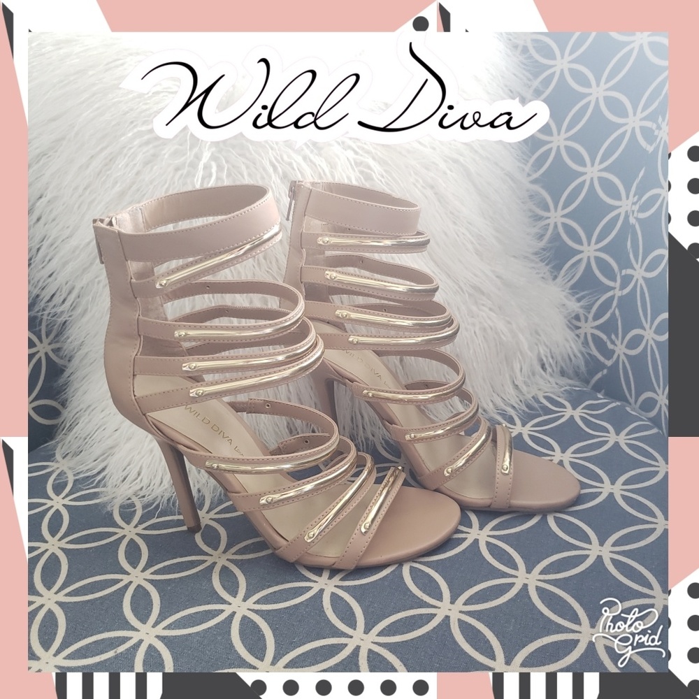 👠Gladiator strappy heel stiletto wild diva nude